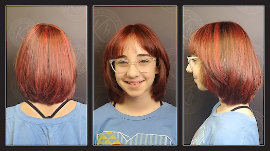 Red Bob With Curtain Bangs