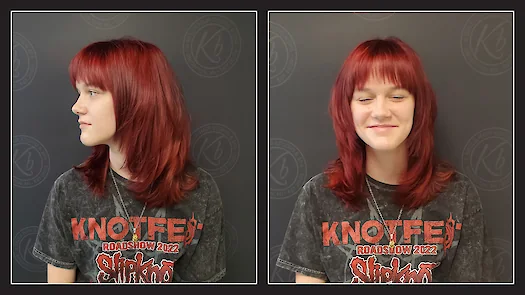 Shag Layered Haircut With Allover Red